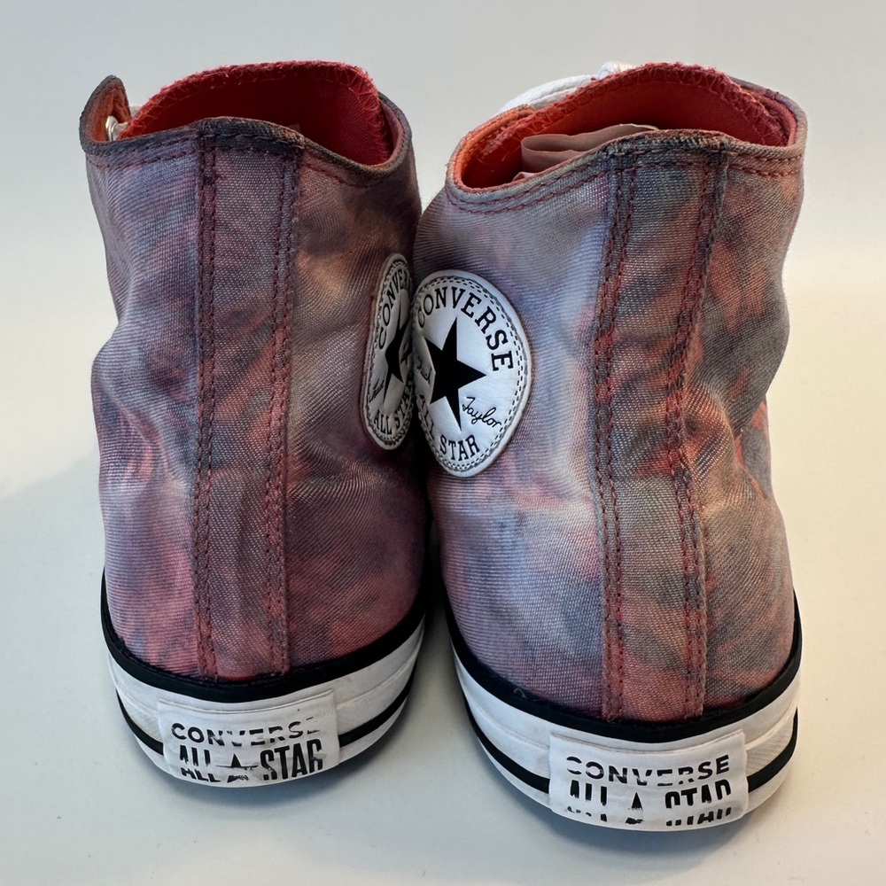 RARE HTF Converse Chuck Taylor All Star Hi Tie Dye Blue Red Coral Men's 9 Wms 11 - Picture 6 of 10